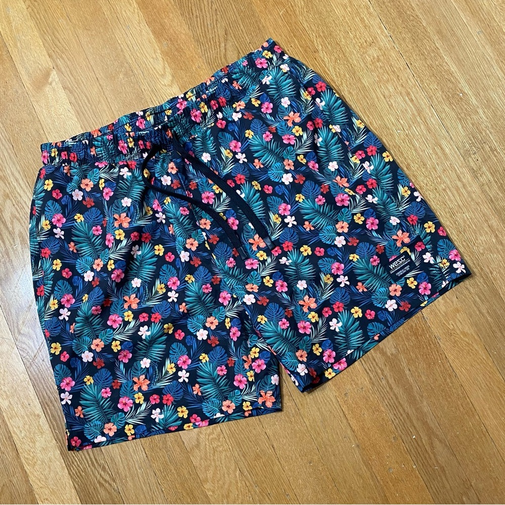 Wesc Tropical Floral Palm Print Drawstring Swim Shorts Unisex Men XL Women XXL